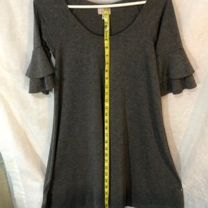 Lush ruffle sleeve gray t-shirt dress